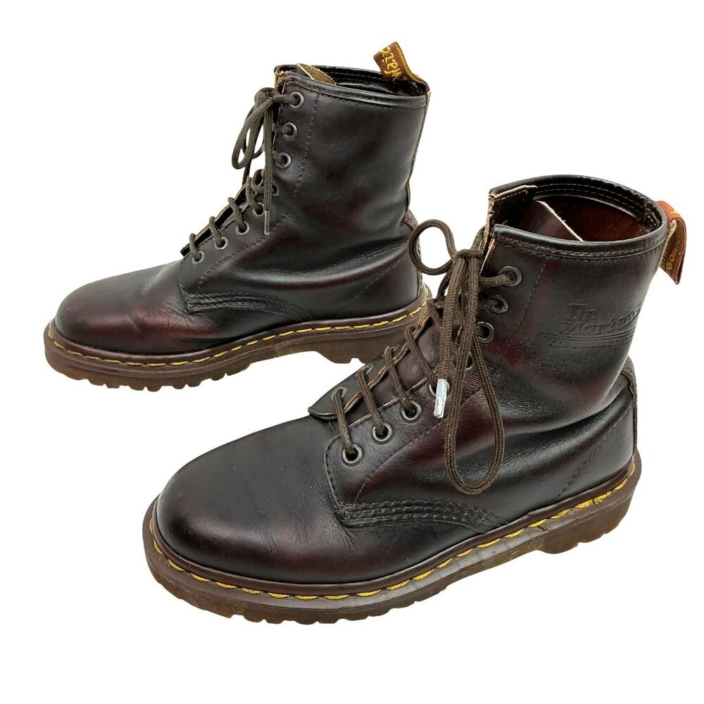 Dr. Martens Air Wair Leather Lace-Up Combat Boots Womens 8 Brown Made In England